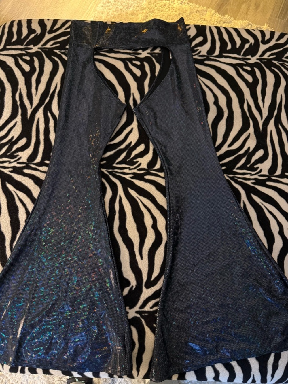 Black Holographic Shimmer Flared Chaps/Pants